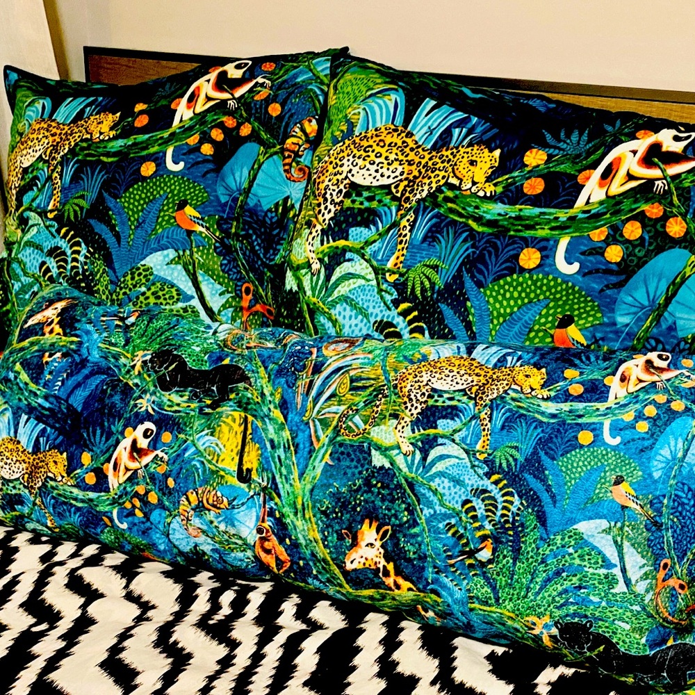 Opalhouse Jungle Print Pillow with Blue and Green Accents